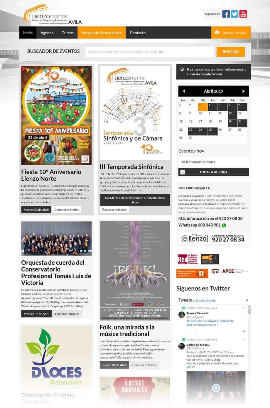 Página web para Palacio de Congresos Lienzo Norte