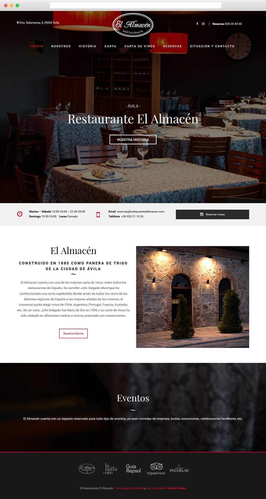 Página web para Restaurante El Almacén