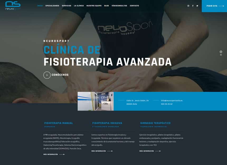 Página web para Neurosport Clínica de Fisioterapia en Ávila