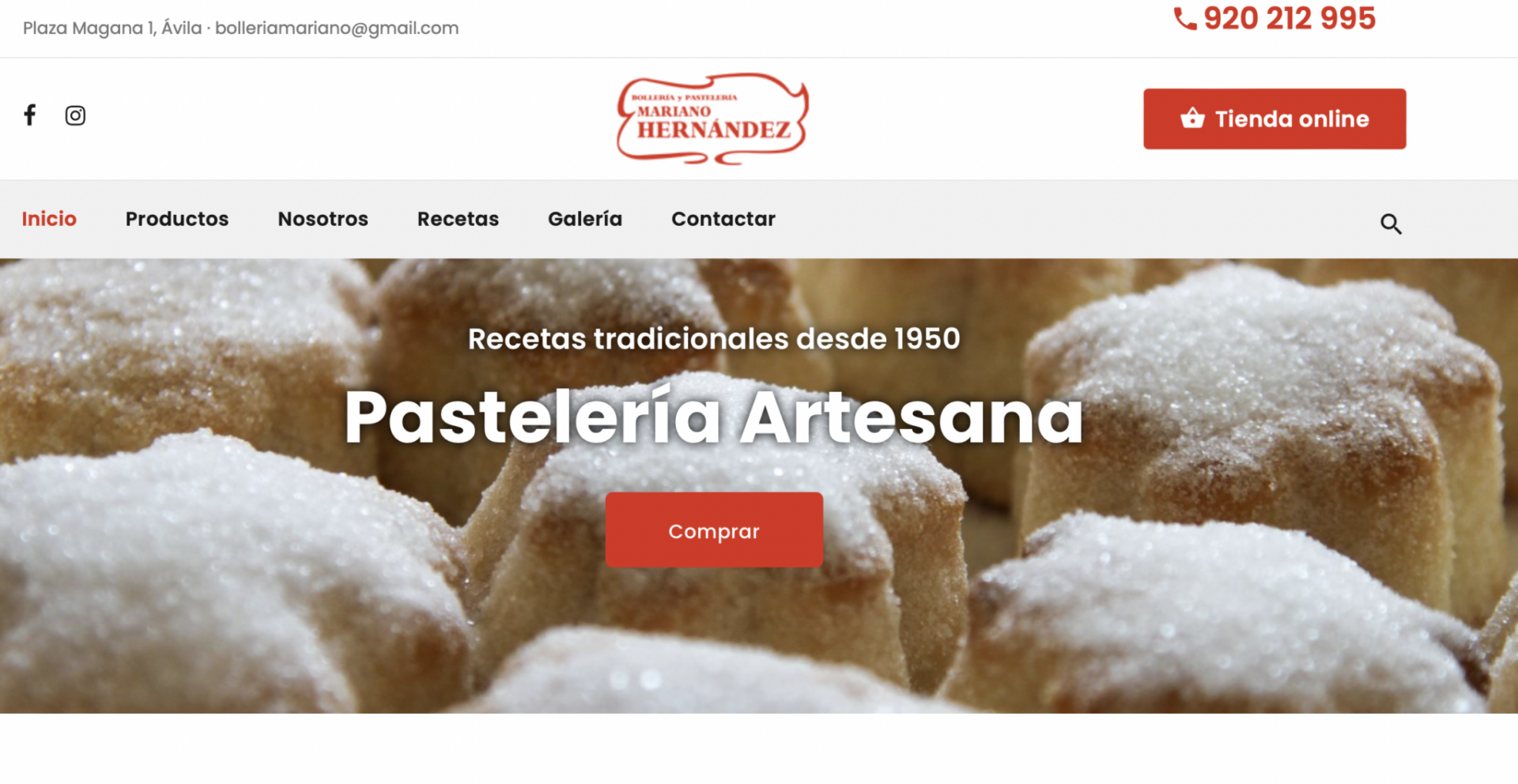 Pastelería Mariano Hernández Diseño de Páginas Web en Ávila | Ziddea