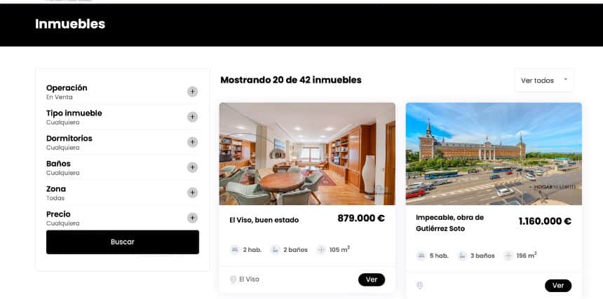 web inmobiliaria hogar madrid