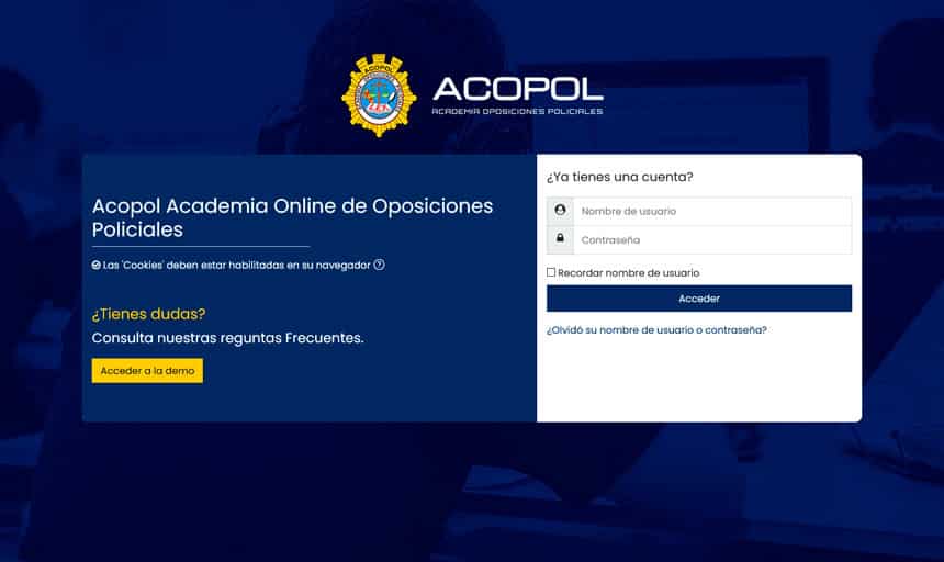 Moodle para la Academia de Policia Nacional Acopol en Ávila