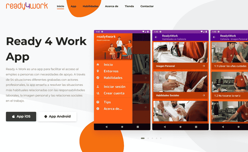 Página web para Ready4work, app para facilitar el acceso al empleo a personas con necesidades de apoyo